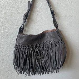 orYANY Kelsey Italian Grain Leather Fringe Hobo